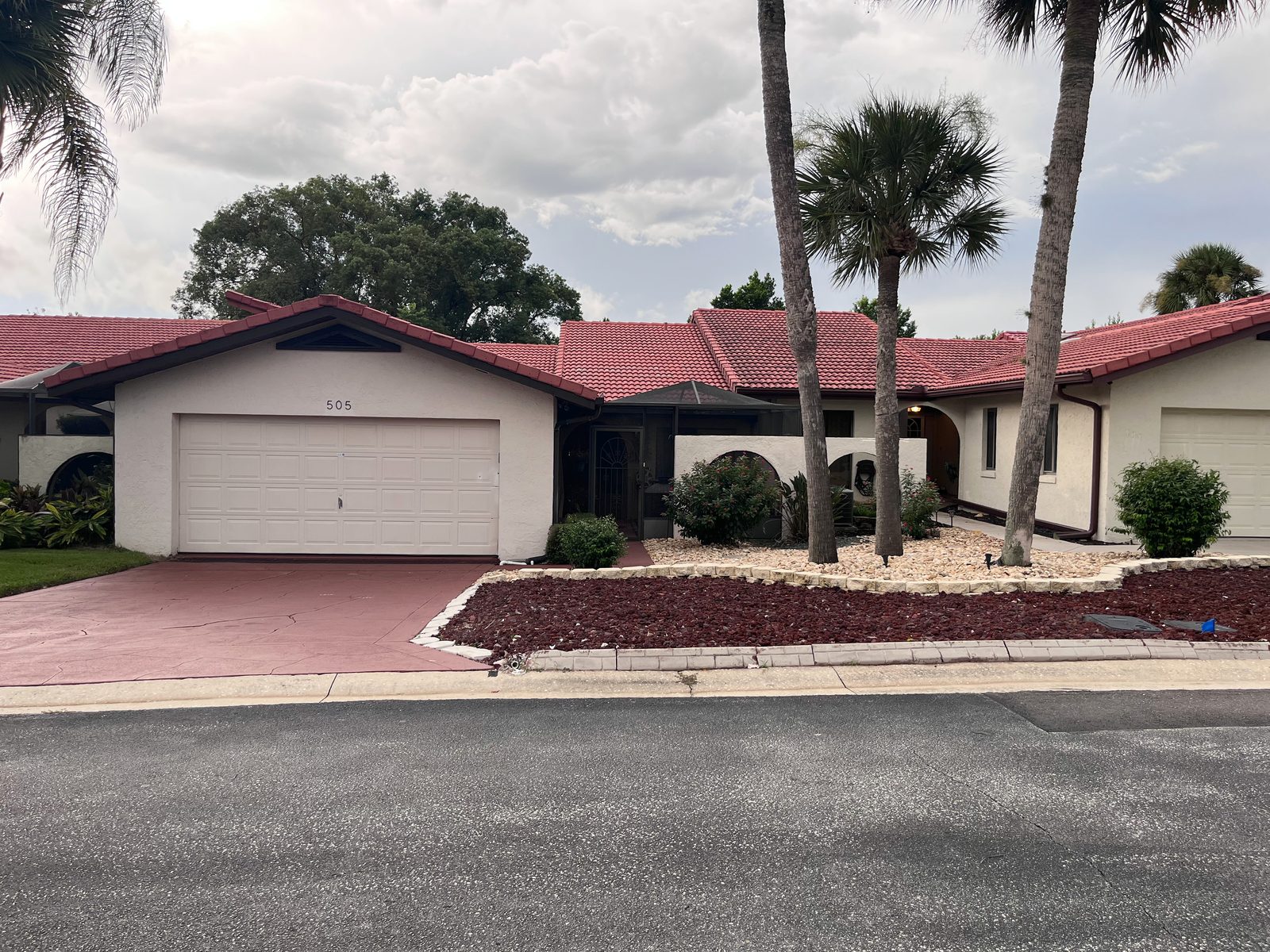 Front of the home and two-car garage